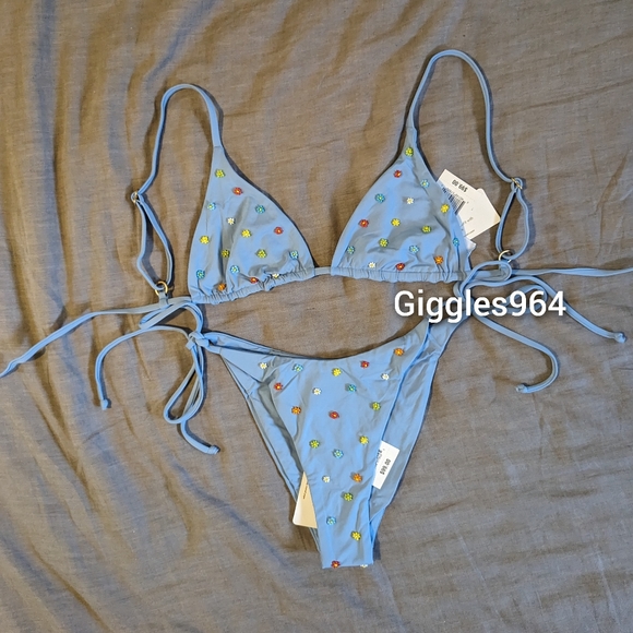 L*Space Brittany Lennox String Bikini Set Aura Blue - Picture 1 of 7